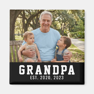 Grandpa Established Photo Gift Magnet