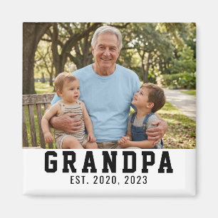 Grandpa Established Photo Gift Magnet