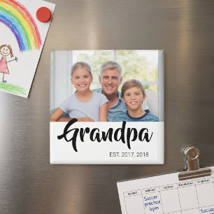 Grandpa Established Photo Gift Magnet