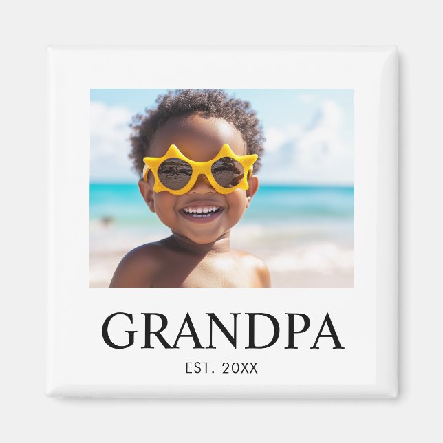 Grandpa Established Photo Gift  Magnet (Front)