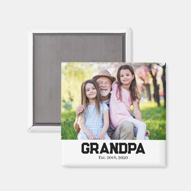 Grandpa Established Photo Gift Magnet (Front/Back)