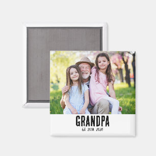 Grandpa Established Photo Gift Magnet