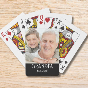 Grandpa Established Photo Gift Playing Cards