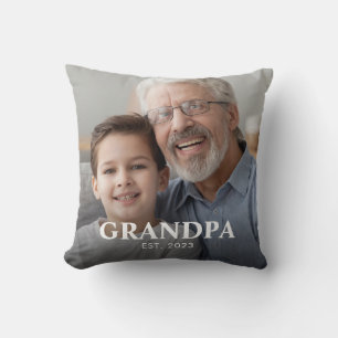 Grandpa Established Photo Grandparents Day Cushion