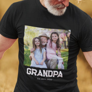 Grandpa Established Photo simple text T-Shirt