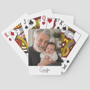 Grandpa Established Script Photo  Playing Cards