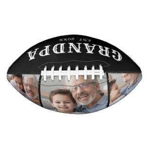 Grandpa Established Typography Black 3 Photo Football
