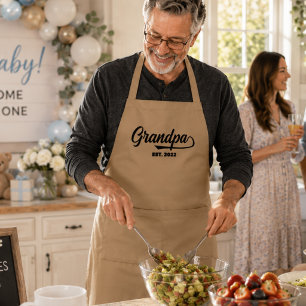 Grandpa Established Typography New Grandpa Gift Standard Apron
