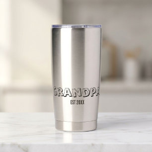 Grandpa Established Year Gift Modern Typography Insulated Tumbler