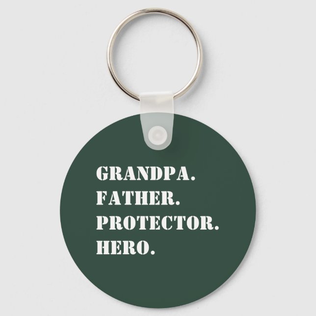 Grandpa Father Protector Hero Text Father's Day Key Ring (Front)