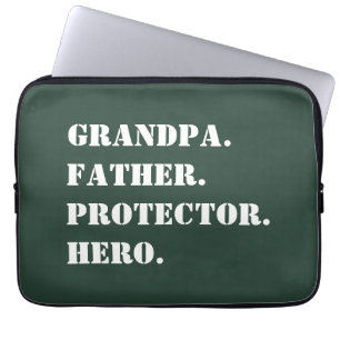 Grandpa Father Protector Hero Text Father's Day Laptop Sleeve