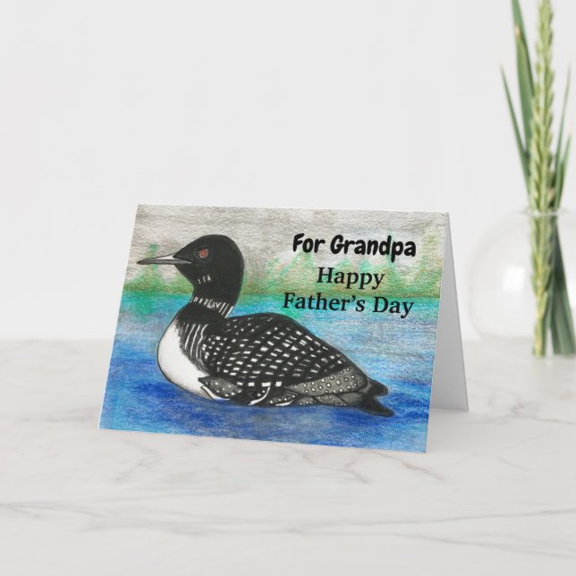 Grandpa Father’s Day Loon Painting Watercolor Card (Front)