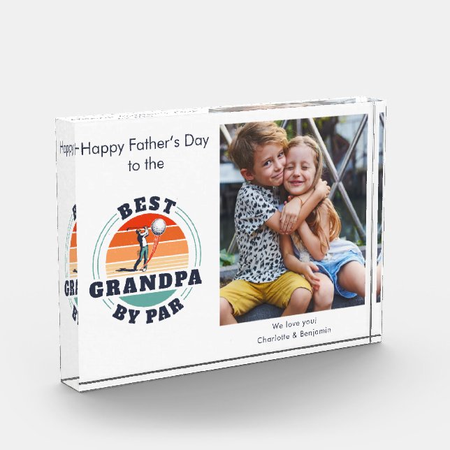 Grandpa Fathers Day Kids Photo Retro Golf Gag (Left)