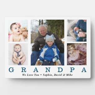 Grandpa Fathers Day Photo Collage Custom Plaque