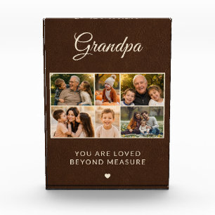 Grandpa Faux Leather Father's Day 6 Family Photo Block