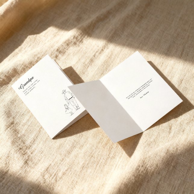 Grandpa From Granddaughter Minimal Line Art Card (Creator Uploaded)