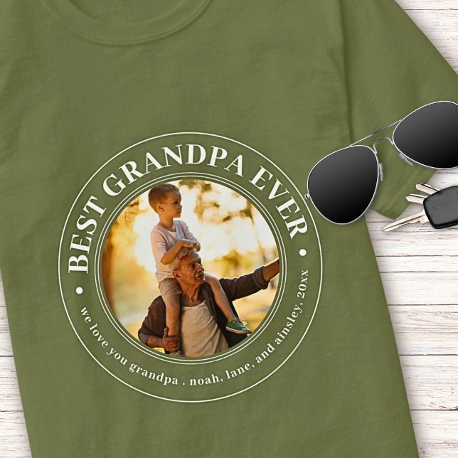 Grandpa Gift Love You Papa Best Grandpa Ever Photo T-Shirt (Creator Uploaded)