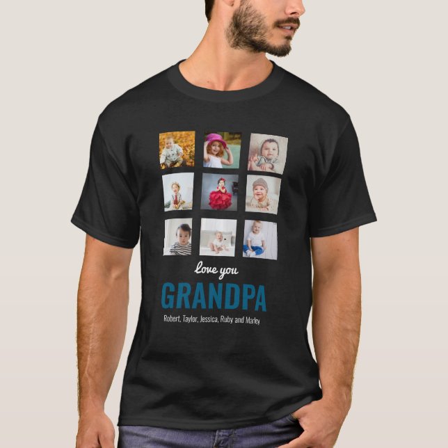 Grandpa Gift | Love You Papa Photo T-Shirt (Front)