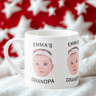 Grandpa Gift Mug, Custom Baby Face, Photo Gift Espresso Cup