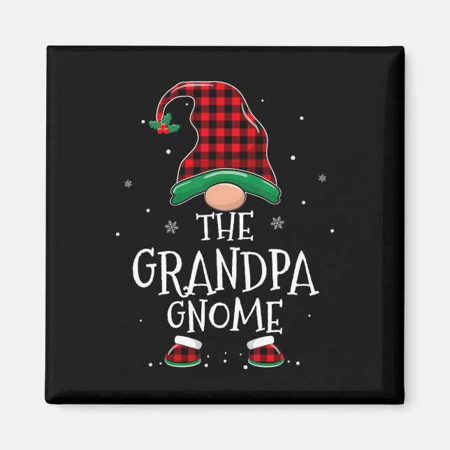 Grandpa Gnome Xmas Family Matching Plaid Christmas Magnet (Front)