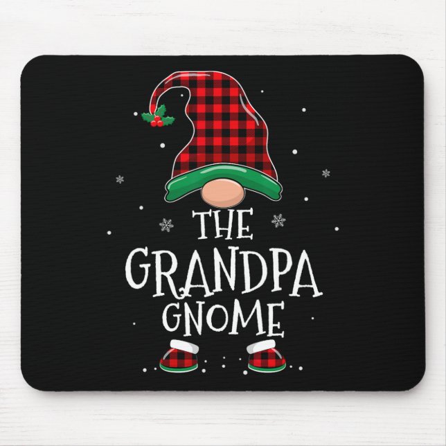 Grandpa Gnome Xmas Family Matching Plaid Christmas Mouse Pad (Front)