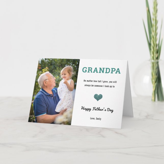 Grandpa Grandad Fathers Day cute heart photo  Card (Front)