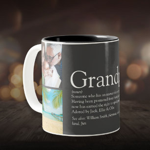 Grandpa Grandad Papa Definition 4 Photo Grey Two-Tone Coffee Mug