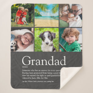 Grandpa Grandad Papa Definition 6 Photo Grey Sherpa Blanket