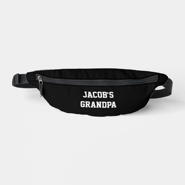 Grandpa Grandchild Name Father's Day Text Template Bum Bags (Front)