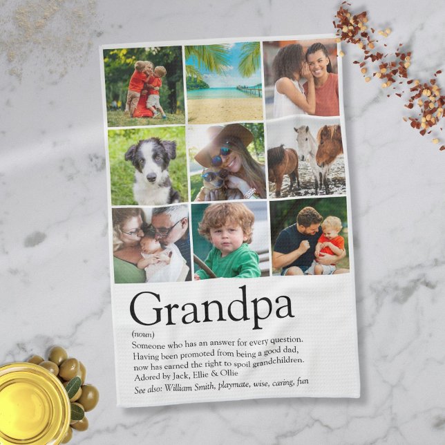 Grandpa Grandfather Definition 9 Photo Tea Towel (Grandpa Grandfather Definition 9 Photo Kitchen Towel)
