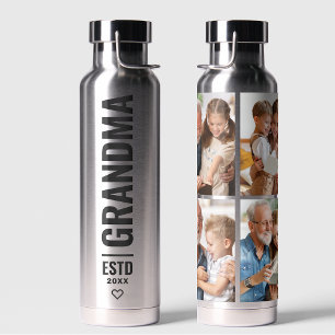Grandpa   Grandfather Simple 4 Photo Custom Year Water Bottle