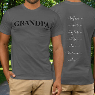 Grandpa Grandkids Names Front and Back T-Shirt