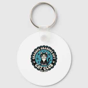 Grandpa Grandma Cat Gift Pet Lover Shirt Art - Gra Key Ring