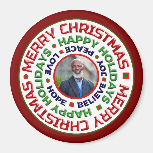 Grandpa Grandma Family Christmas Photo Custom  Magnet (Front)
