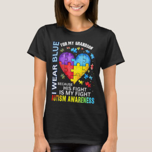 Grandpa Grandma I Wear Blue For My Grandson Autism T-Shirt