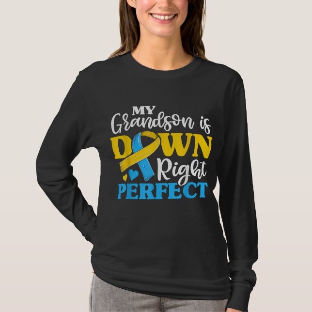 Grandpa Grandma Of Down Syndrome Grandson Trisomy  T-Shirt (Front)