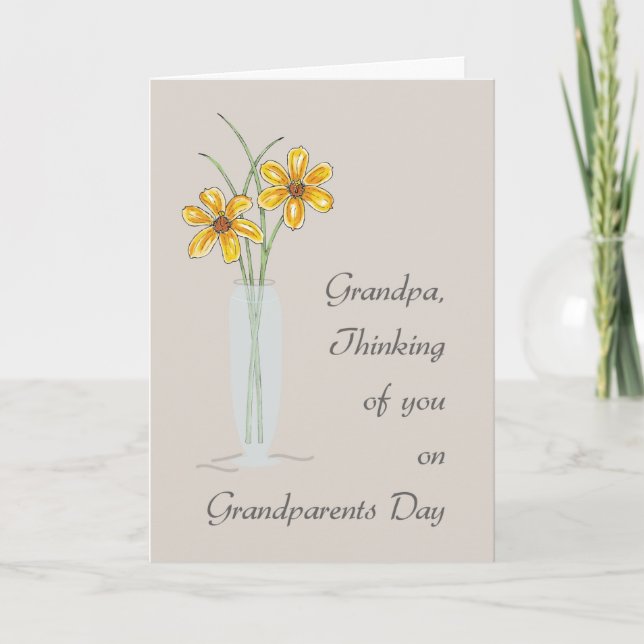 Grandpa Grandparents Day Thinking of You Flowers Card (Front)