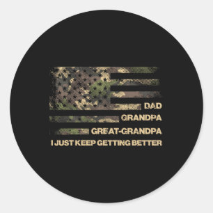 Grandpa Great Grandpa Camo Flag Fathers Grandparen Classic Round Sticker