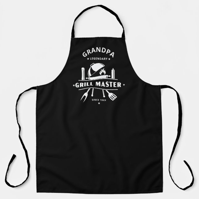 Grandpa | Grill Master Black & White Chef Apron (Front)