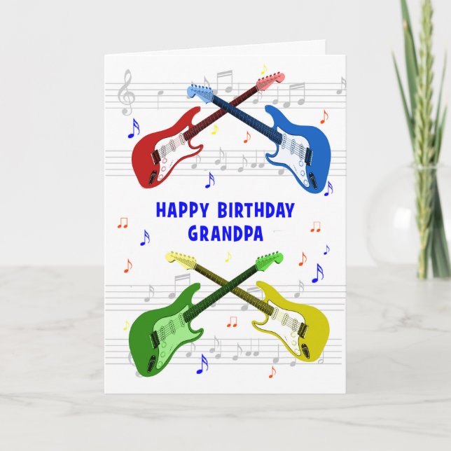 Grandpa Guitars Birthday Card (Front)