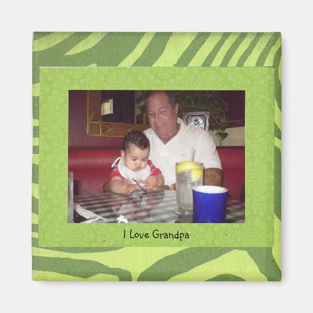 Grandpa: "I Love Grandpa" Photo Frame Magnet (Front)