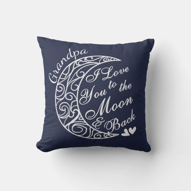Grandpa, I Love U to the Moon & Back Personalised Cushion (Front)
