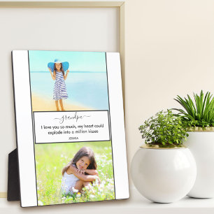 Grandpa I Love You - 2 Photo White and Grey Plaque