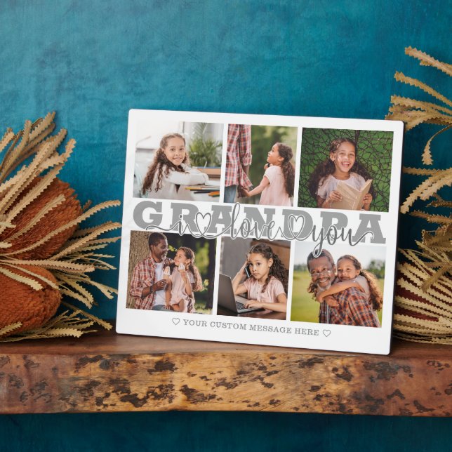 GRANDPA I Love You 6 Photo Collage Grey 8x10 Plaque (Side)