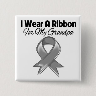 Grandpa - I Wear A Grey Ribbon 15 Cm Square Badge