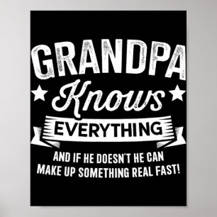 Grandpa Knows Everything Fathers Day Birthday Chri Poster