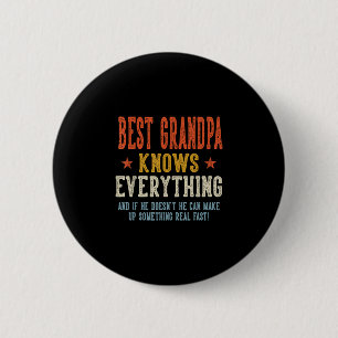 Grandpa knows everything father's day retro 6 cm round badge