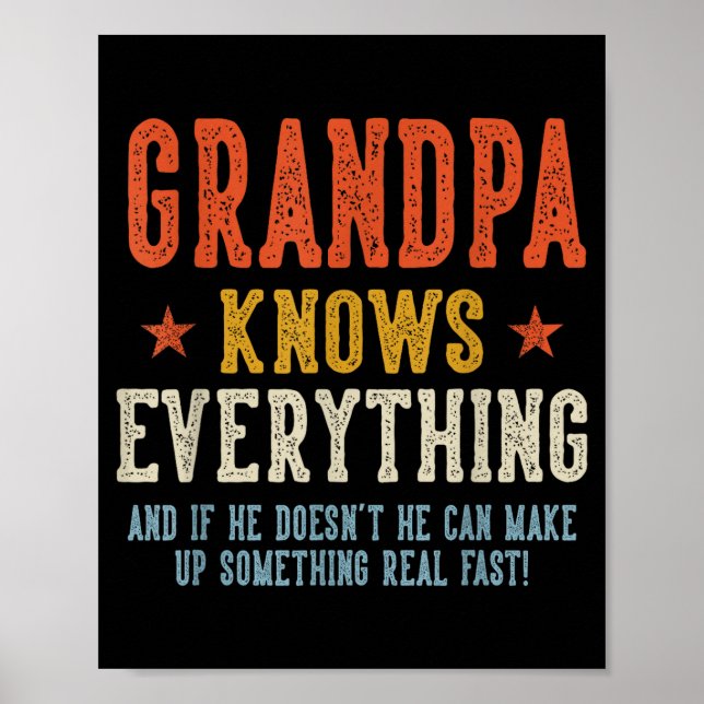 Grandpa knows everything father's day retro poster (Front)
