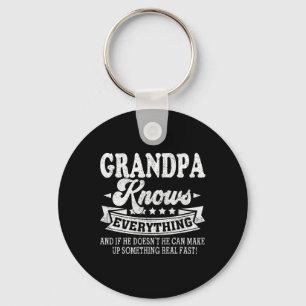 Grandpa Knows Everything Shirt Funny Father&#; s D Key Ring