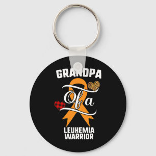 Grandpa Leukaemia Awareness Leopard Buffalo Plaid Key Ring